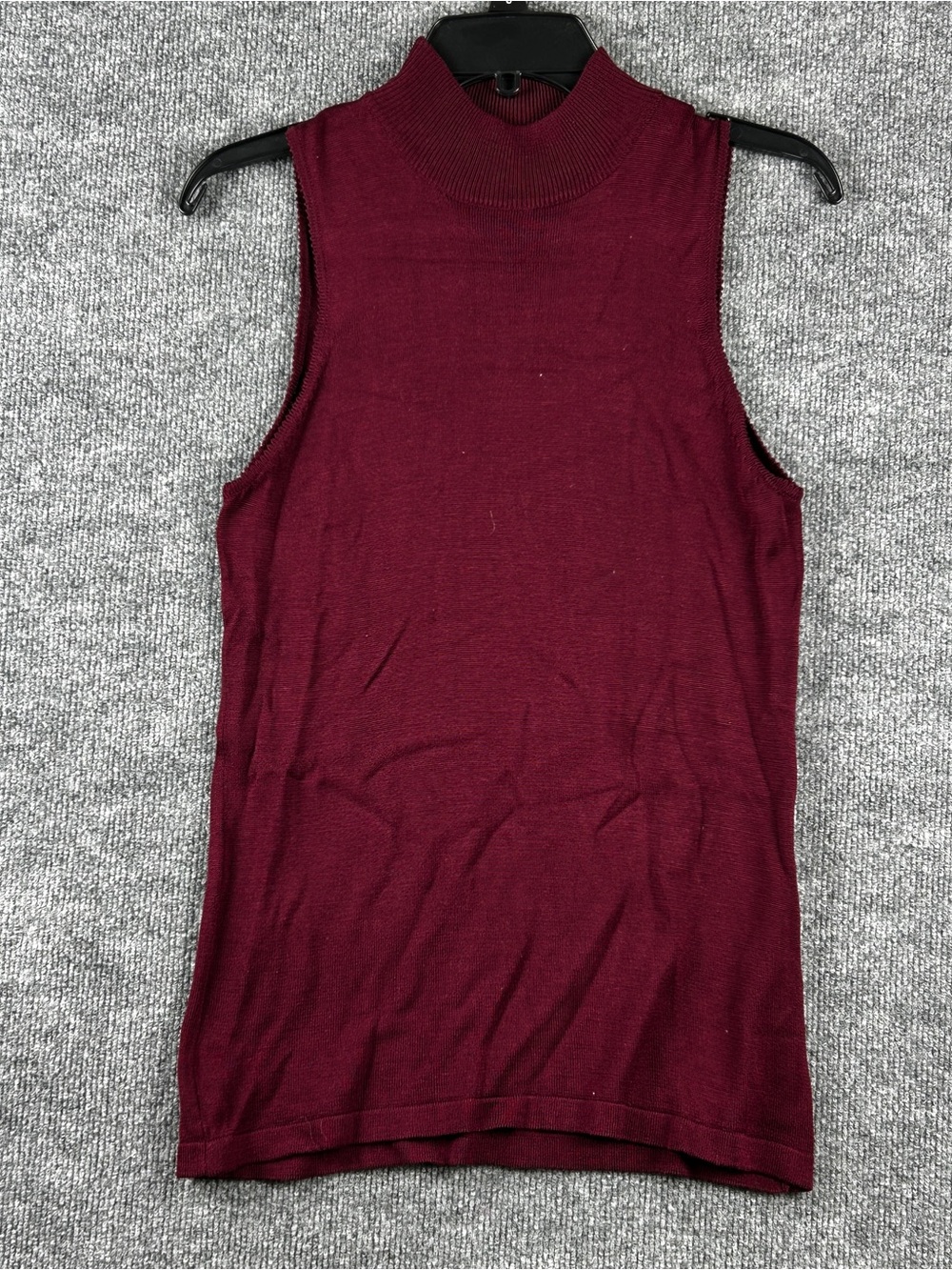 Peaches & Smith Burgundy Red 100% Silk Knit Mock Neck Sleeveless Shell Top Size